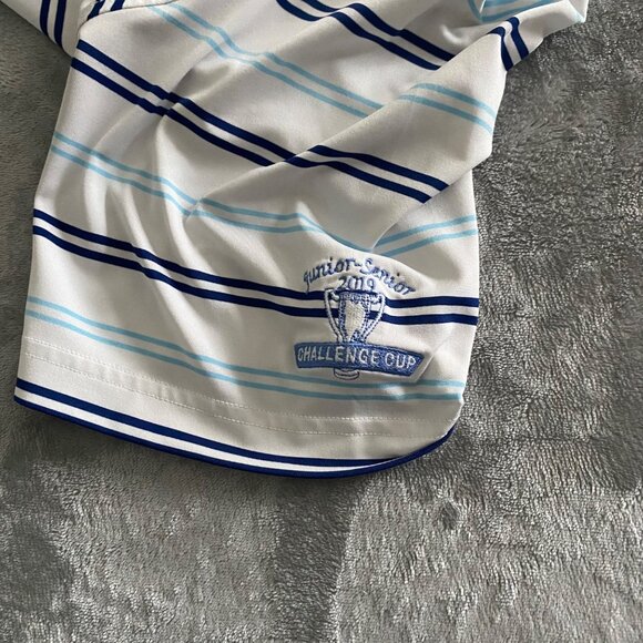 Stitch Striped Men's‎ Performance Golf Polo Size Medium Logo Riviera Golf Course - Picture 9 of 12